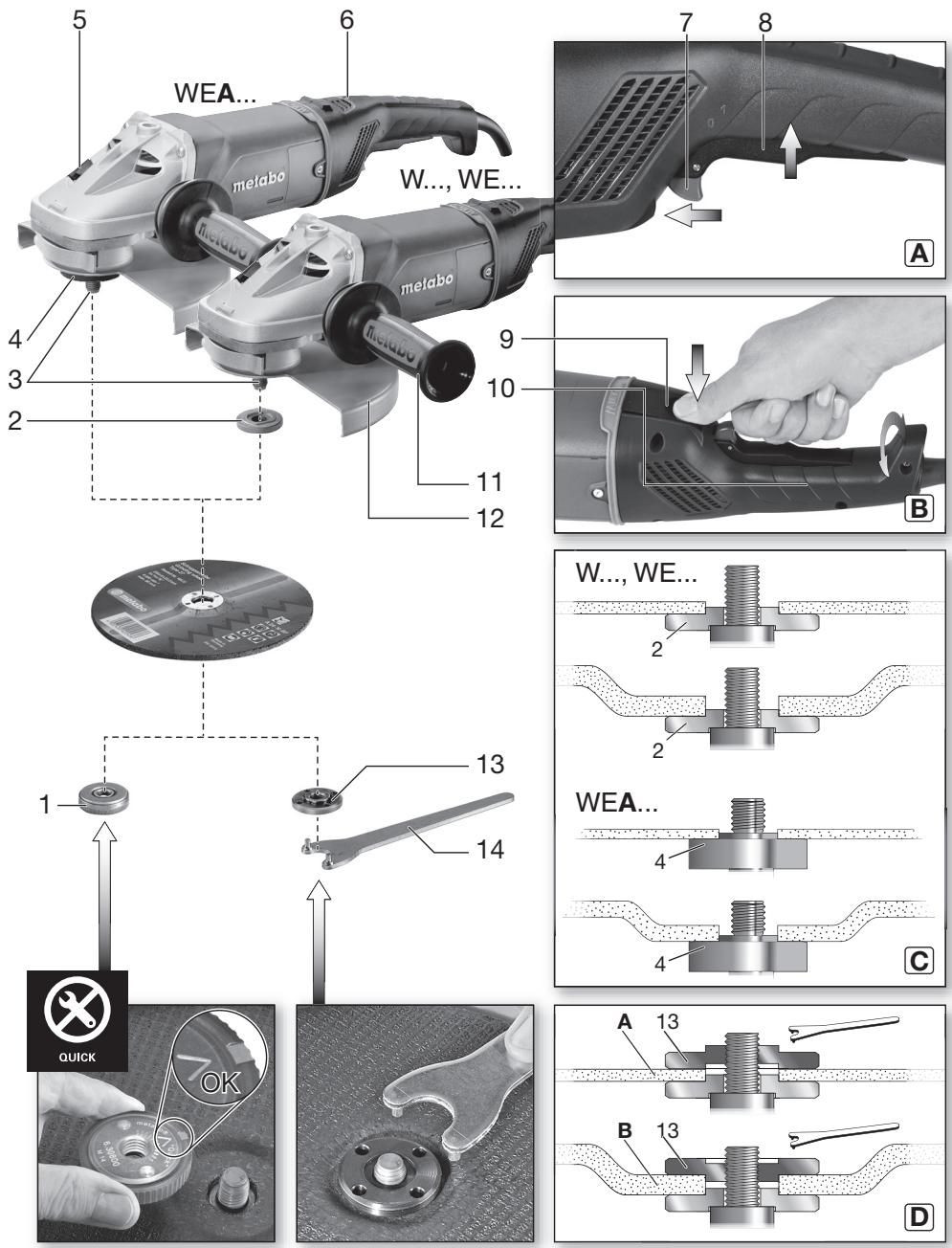 METABO W 22-180 MVT W 22-230 MVT WE 22-180 MVT WE 22-230 MVT WE 22-230 MVT Quick - 1