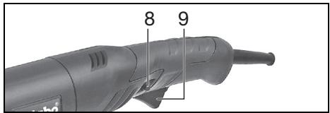 METABO W 1100-115 W 1100-125 W 1150-125 WP 1200-115 RT WP 1200-125 RT WE 1500-125 RT WE 1500-150 RT WEV 1500-125 RT WEV 1500-125 Quick RT - Máquinas com interruptor de segurança (com funcão de homem morto): - 1