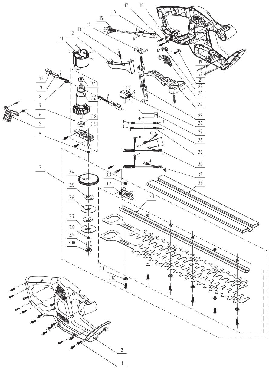 YAT YT5309-04 - EXPLODED VIEW WITH PARTS LIST - 1