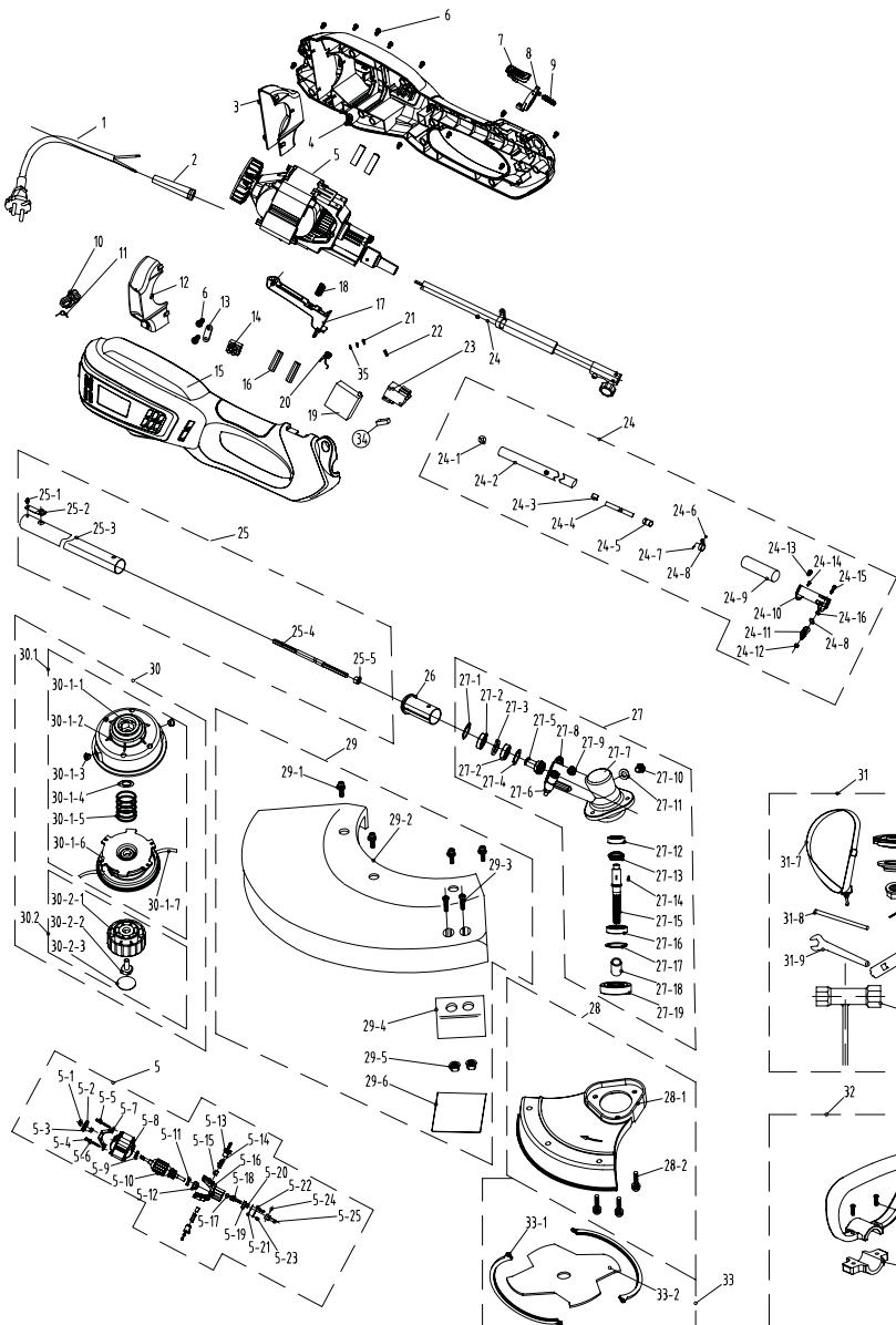 STERWINS 1200 BC-2 - EXPLODED VIEW WITH PARTS LIST - 1