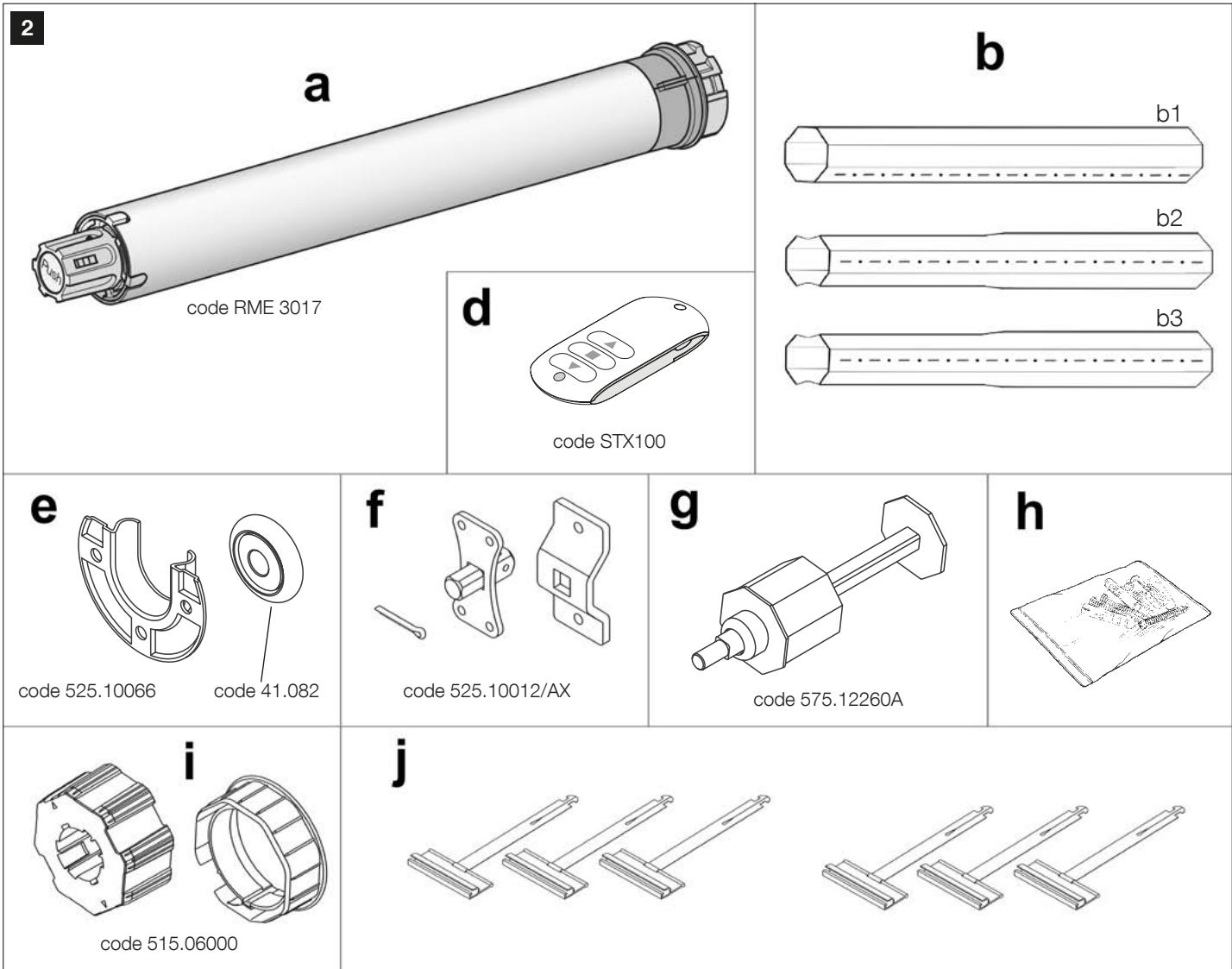 NICE HOME RMEKIT AXS 3017 - - COMPONENTS CONTAINED IN THE KIT - 1