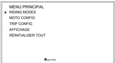 TRIUMPH Tiger XCA, Tiger XCX, Tiger XR, Tiger XRT, Tiger XRX et Tiger XRX-LRH - Menu modes de conduite - 1