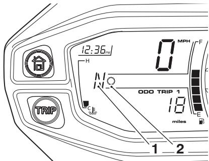 TRIUMPH Tiger XCA, Tiger XCX, Tiger XR, Tiger XRT, Tiger XRX et Tiger XRX-LRH - Affichage de position de boîte de vitesses - 1