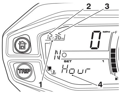 TRIUMPH Tiger XCA, Tiger XCX, Tiger XR, Tiger XRT, Tiger XRX et Tiger XRX-LRH - Réglage de l'heure - 1