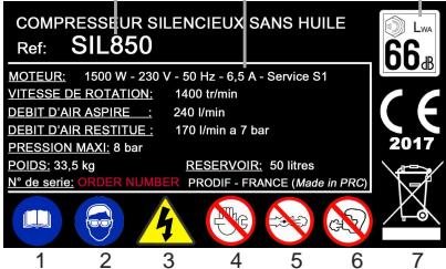 PRODIF SIL850 - PLAQUE D'IDENTIFICATION DU PRODUIT - 1