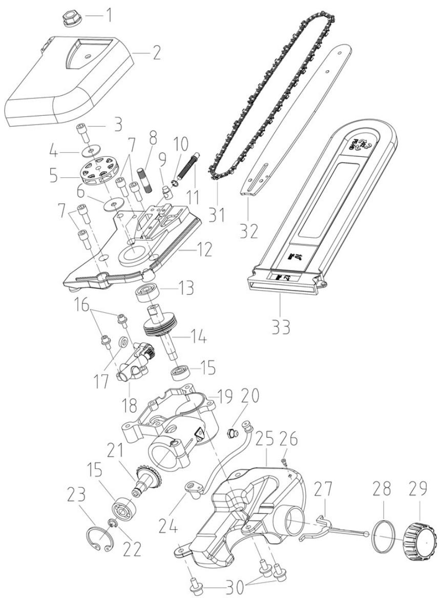 STERWINS PBC1-26L-AB.2 - PBC1-ACC.2 - VUE éclatée avec LISTE des pièces (élagueuse sur PERCHE TPS01) - 1