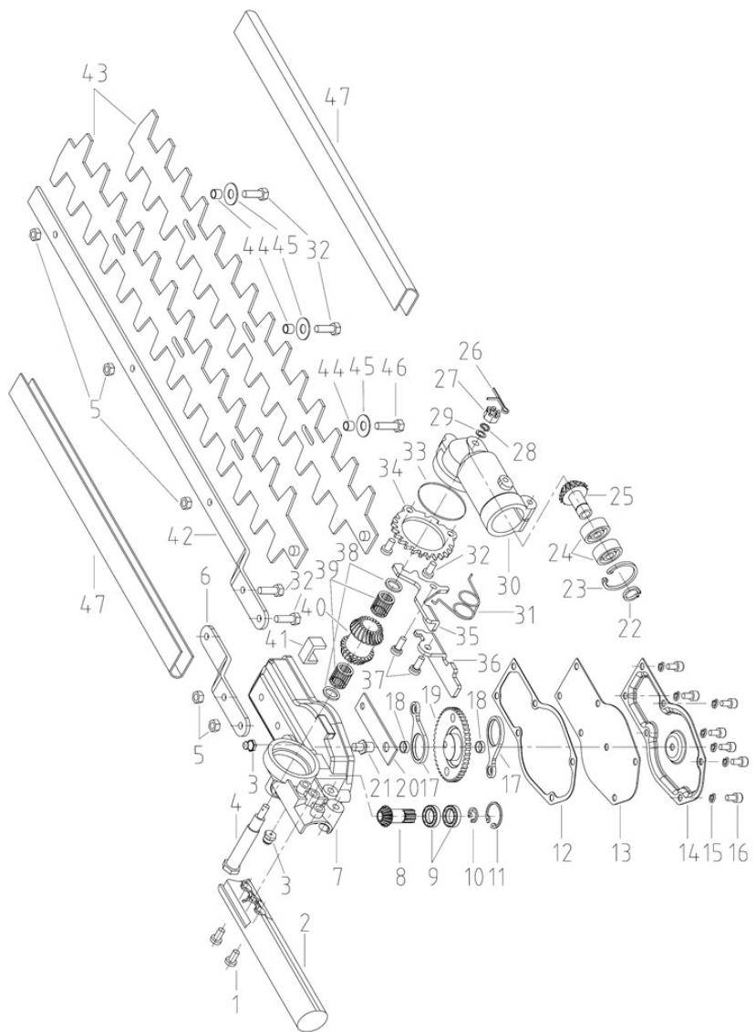 STERWINS PBC1-26L-AB.2 - PBC1-ACC.2 - VUE éclatée avec LISTE des pièces (TAILLE-HAIE TPT01) - 1