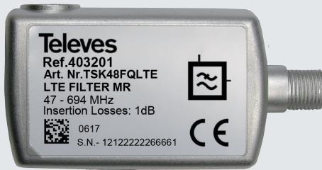 TELEVES TSK48FQLTE - 403201 - LTE Filters, "F" connector - 2
