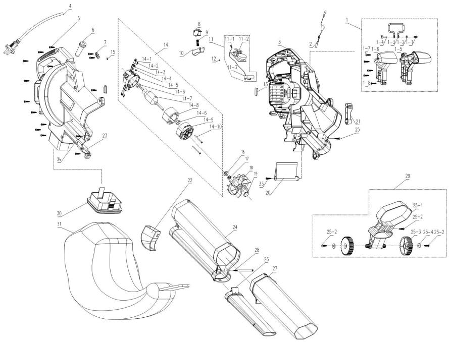 Leroy Merlin YT6201-13 - EXPLODED VIEW WITH PARTS LIST - 1