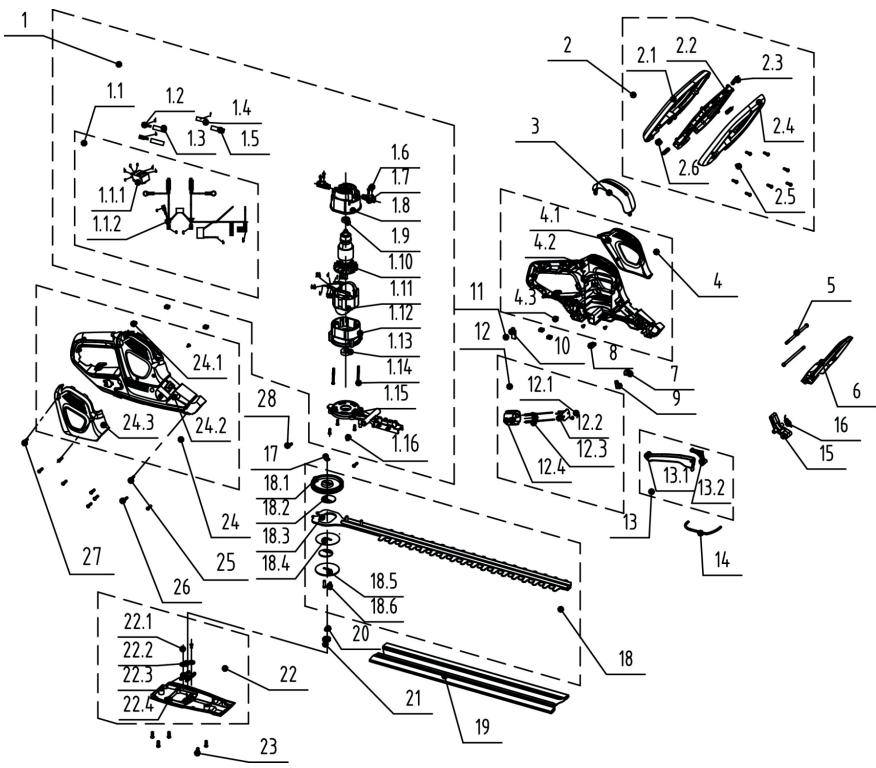 STERWINS EHT2-50.31 - EXPLODED VIEW WITH PARTS LIST - 1