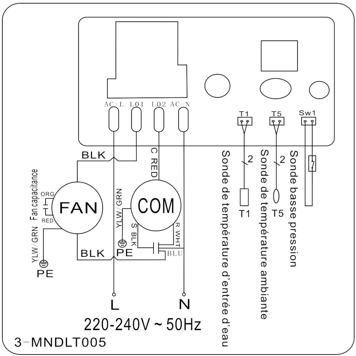 GRE HPM20, HPM30, HPM40 - Schéma de câblage de la pompe à chaleur de piscine - 1