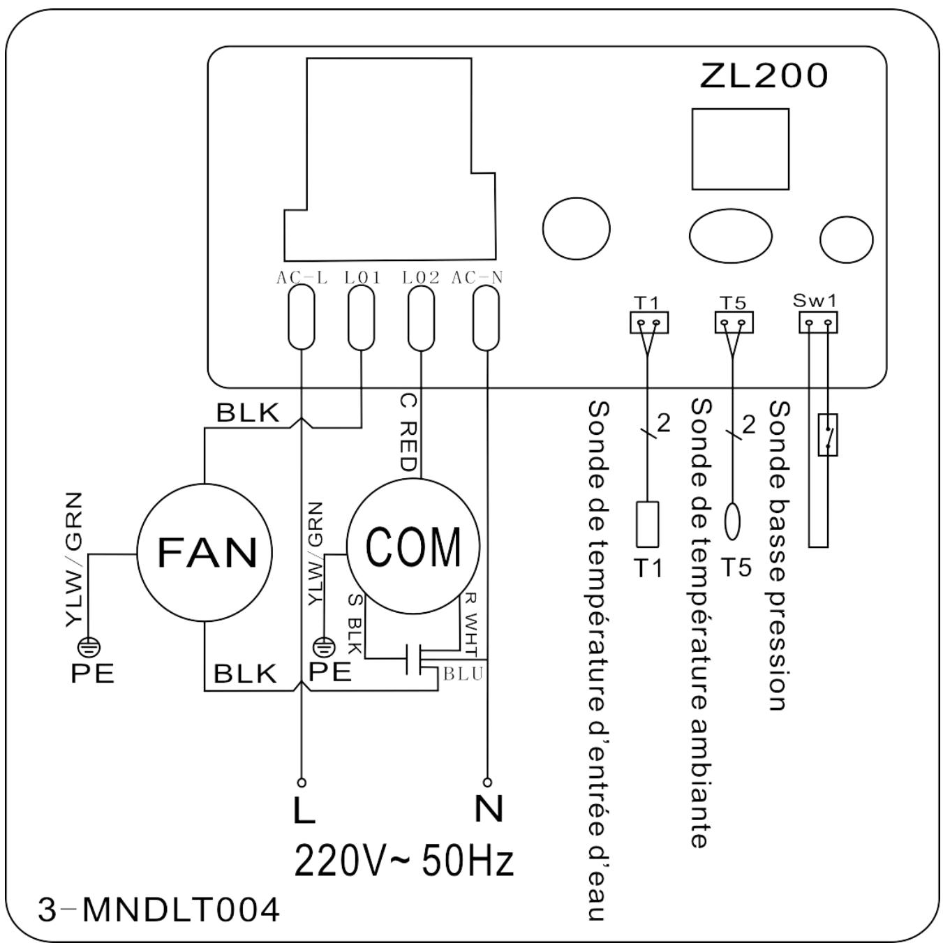 GRE HPM20, HPM30, HPM40 - Schéma de câblage de la pompe à chaleur de piscine - 1