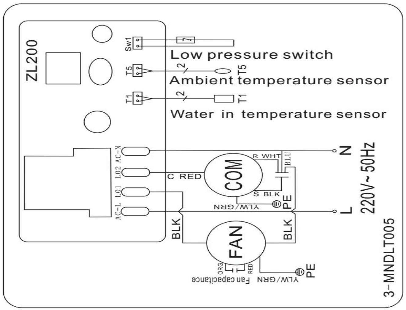 GRE HPM20, HPM30, HPM40 - DIAGRAMA ELECTRICO DA BOMBA DE CALOR DA PISCINA - 1
