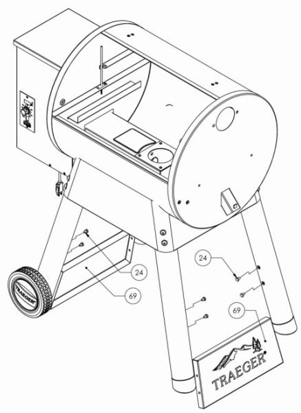 TRAEGER PRO 575 - TFB57PUBC - INSTALLING LEG BRACES TO LEGS: - 1