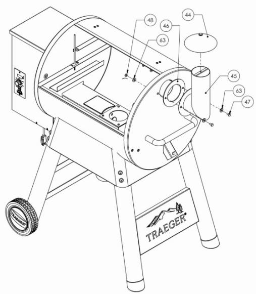TRAEGER PRO 575 - TFB57PUBC - ATTACHING THE FLUE PIPE AND CHIMNEY CAP ASSEMBLY: - 1