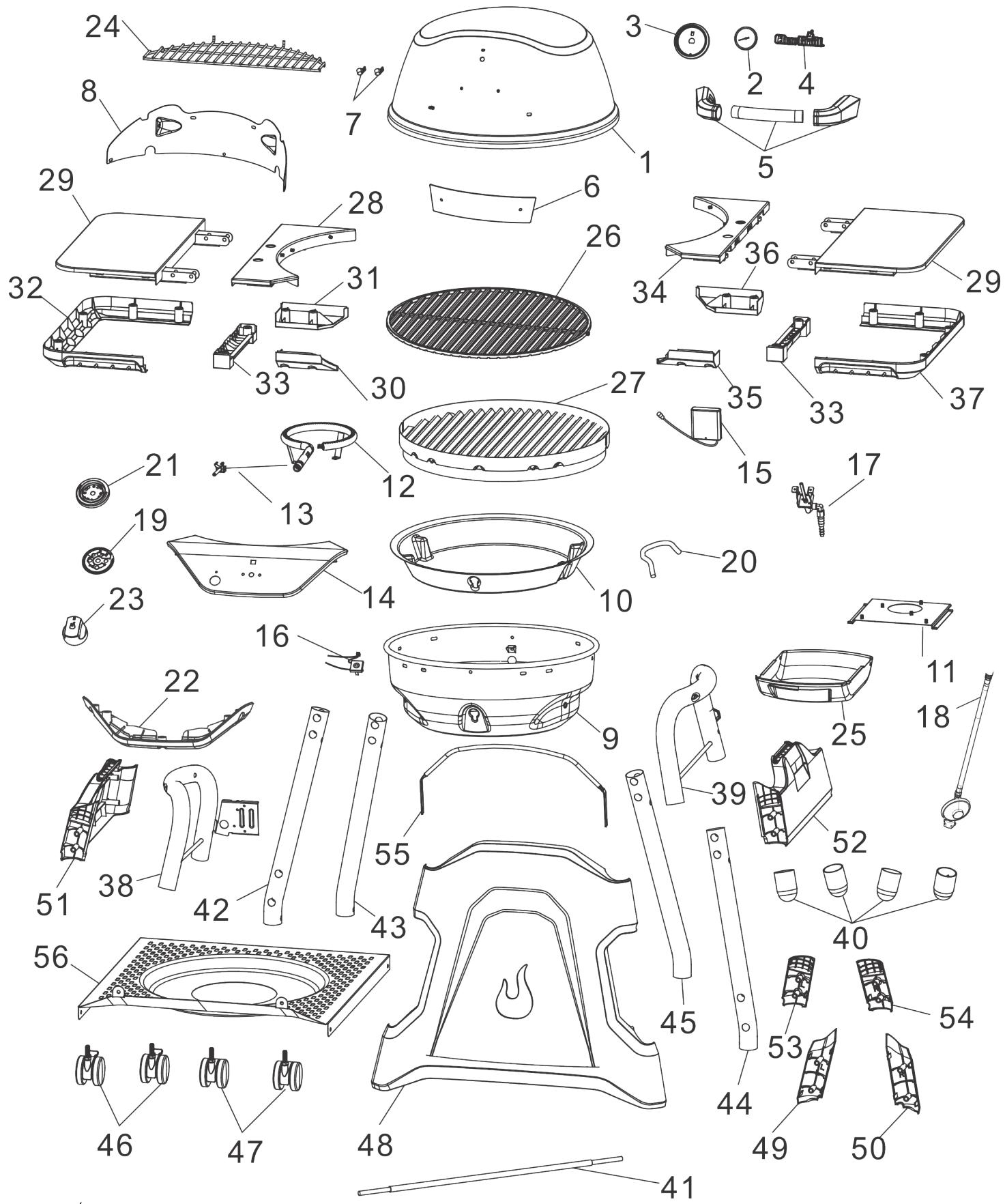 CHAR BROIL CONVECTIVE 210 B - 19609080 & 19609080A1 19609170 & 19609170A1 - REplacement PARTS DIAGRAM - 1