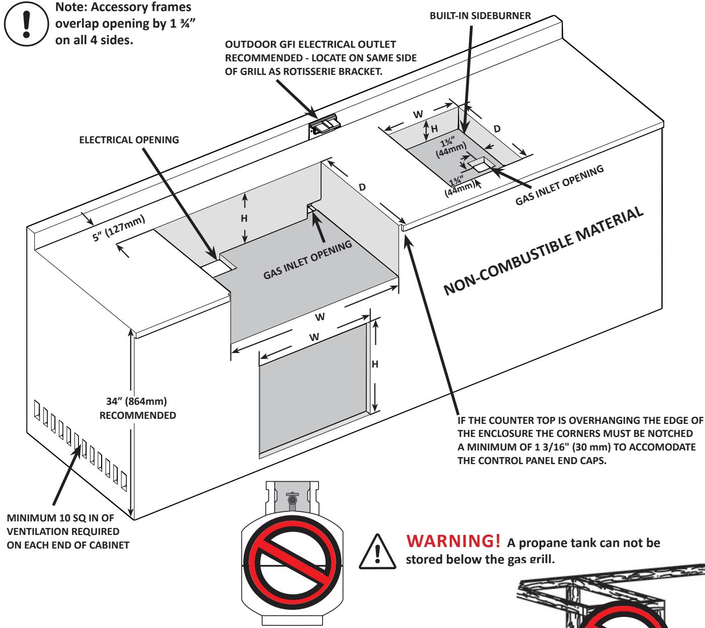 NAPOLEON GRILLS BIPRO 665 - BUILT-IN UNIT OPENING DIMENSIONS - 3