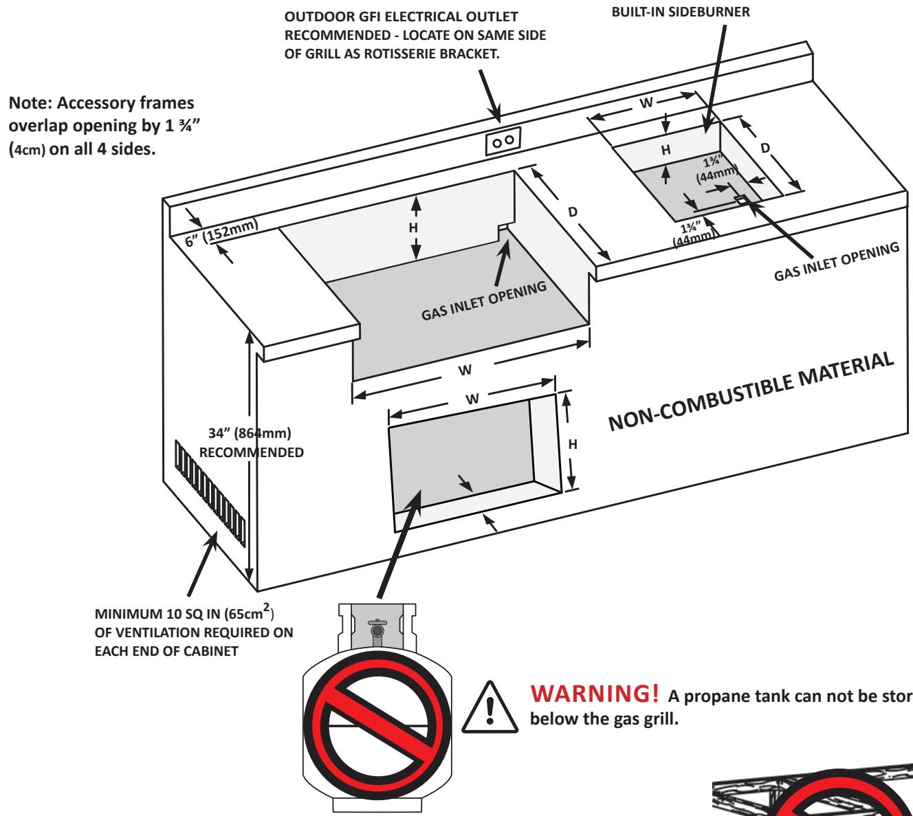 NAPOLEON GRILLS BILEX 485 - BUILT-IN UNIT OPENING DIMENSIONS - 2