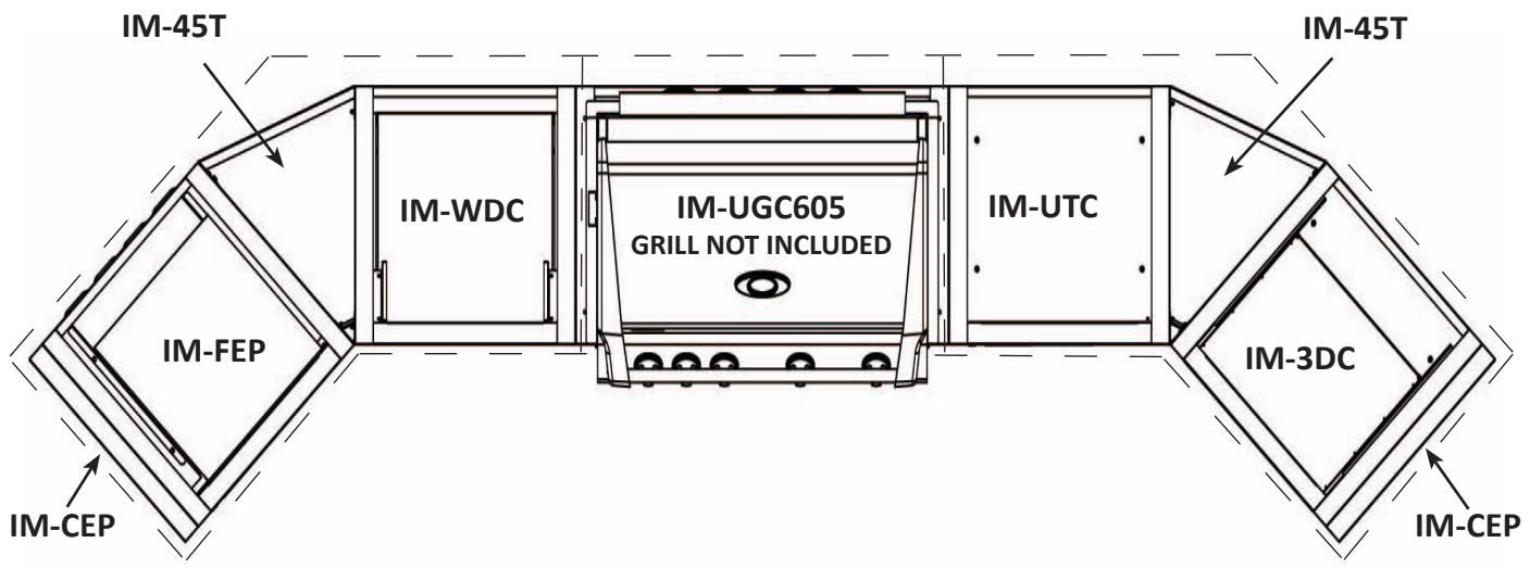 NAPOLEON GRILLS MODULE TROIS TIROIRS - EXAMPLE 1: 605 BUILT-IN ISLAND AGAINST NON-COMBUSTIBLE WALL - 6