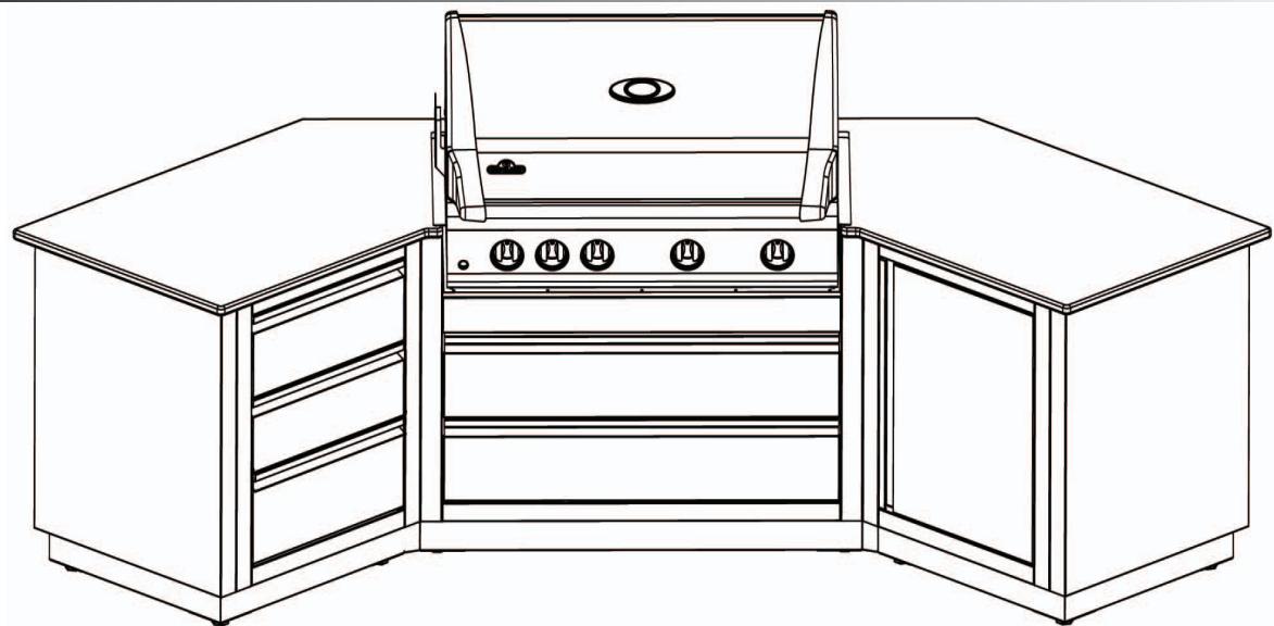 NAPOLEON GRILLS MODULE TROIS TIROIRS - EXAMPLE 1: ILOT AVEC GRIL ENCASTRÉ 605 SITUÉ CONTRE UN MUR INCOMBUSTIBLE - 3