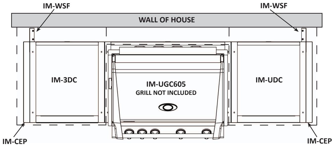 NAPOLEON GRILLS MODULE TROIS TIROIRS - EXAMPLE 1: 605 BUILT-IN ISLAND AGAINST NON-COMBUSTIBLE WALL - 2