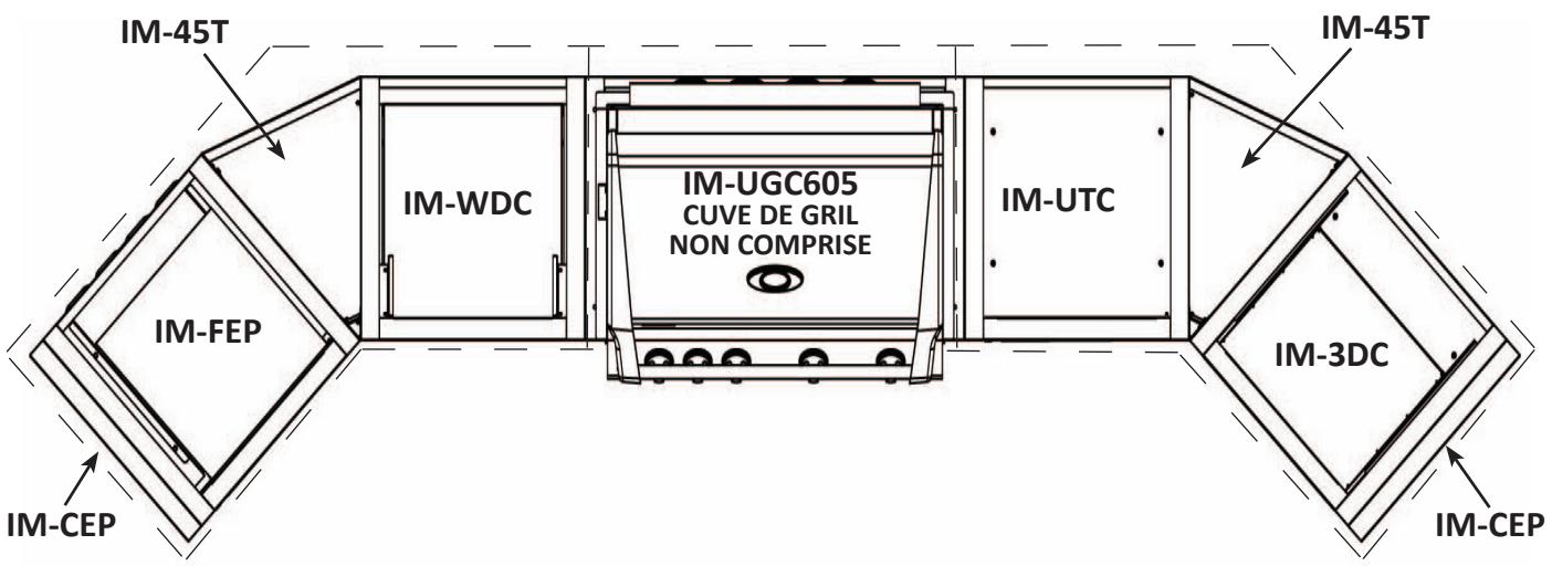 NAPOLEON GRILLS MODULE POUR éVIER - Example 3 : ILOT angulaire avec GRIL encastré 605 - 2