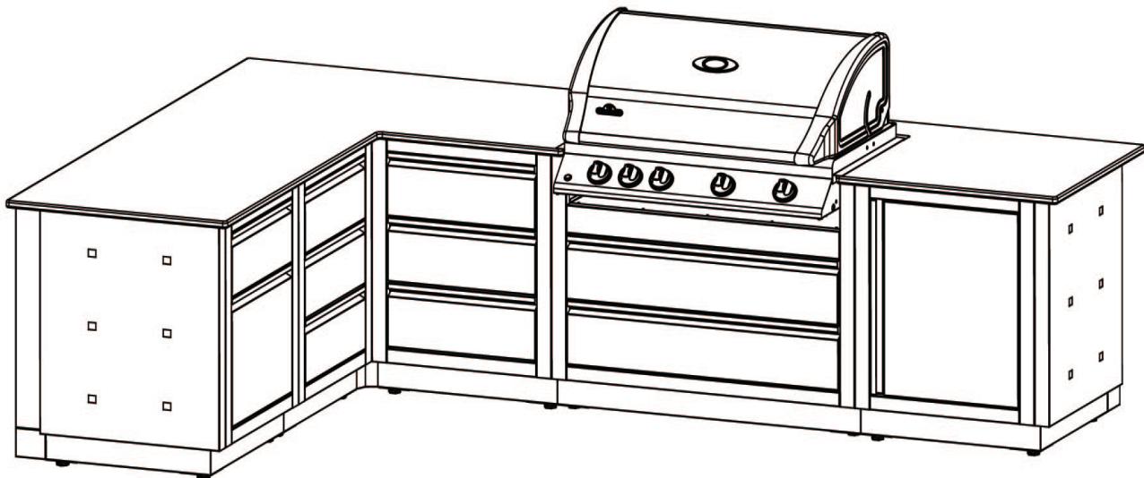 NAPOLEON GRILLS MODULE POUR éVIER - EXAMPLE 4: 605 BUILT-IN 90^ ISLAND AGAINST NON-COMBUSTIBLE WALL - 1