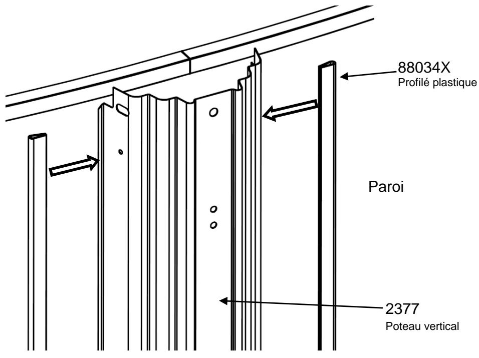 TRIGANO OSMOSE N°880114 DIAM.4.9 M X H.1.32 M - Montage des profilés plastiques sur les poteaux - 1