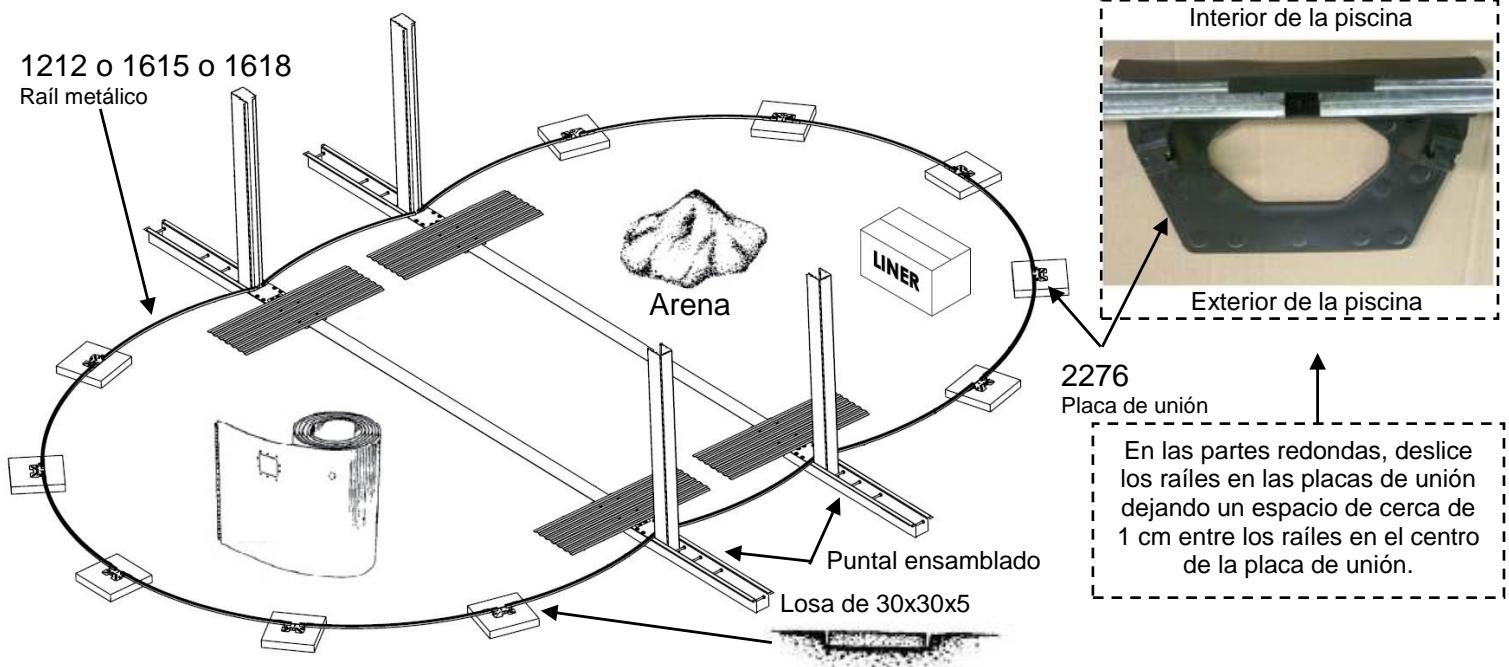 TRIGANO OSMOSE, OVALE N°880115 DIAM.5,20 X 3,95M X H.132CM - Montaje de los raíles inferiores - 1