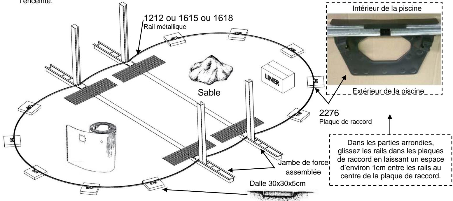 TRIGANO OSMOSE, OVALE N°880115 DIAM.5,20 X 3,95M X H.132CM - Assemblage des rails inférieurs - 1