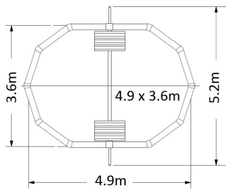 TRIGANO OSMOSE, OVALE N°880115 DIAM.5,20 X 3,95M X H.132CM - Encombrement des piscines ovaries - 1