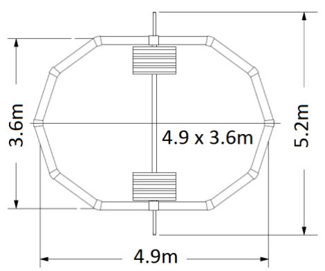 TRIGANO OSMOSE, OVALE N°880115 DIAM.5,20 X 3,95M X H.132CM - Benodigde ruimte voor ovale zwembaden - 1
