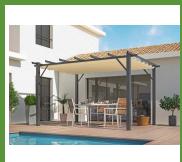 HABRITA PER 4030 GE - Pergola aluminium coloris gris anthracite poteaux 10x10 cm toile couleur écru - 5