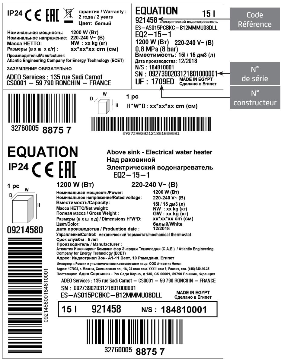 EQUATION BASIC, 100 L - 2-SI LE PROBLÉME PERSISTE, RELEVÉZ LES RÉFERENCES DE VÔTURE PRODUIT - 1