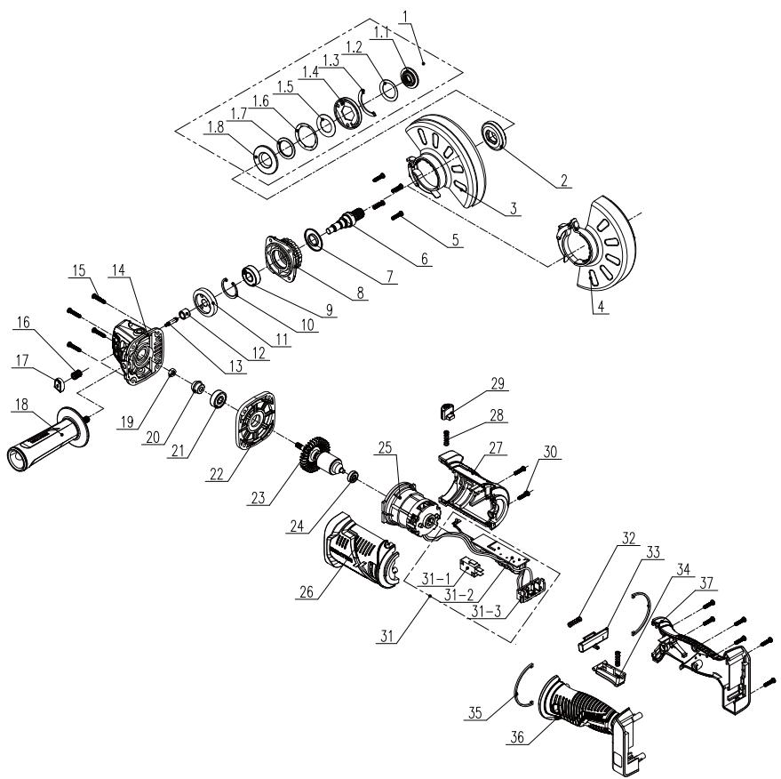 DEXTER 20VAG3-125BL.1 - 306PAXEHHBAPO3IBPAHOMBYNDITACINCOKDETAJIEN - 1