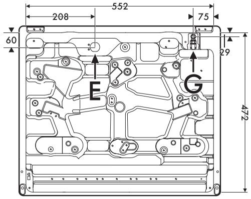 SMEG SR775AO - Encombrement: emplacement raccordement gaz et electricité (dimensions en mm) - 1