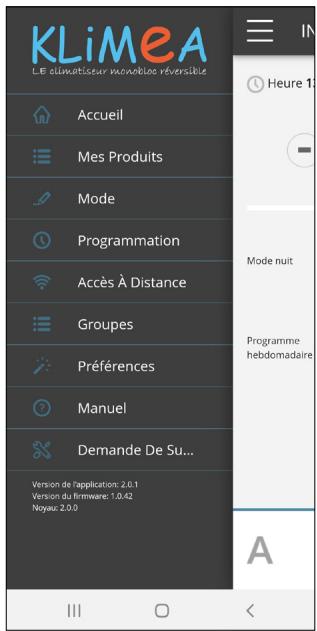 KLIMEA 2350 W : 9 DC Inverter Mini 2600 W : 10 DC Inverter 3100 W : 12 DC Inverter 3100 W : 12 DC Inverter électrique 3500 W : 15 DC Inverter - MENU - 1