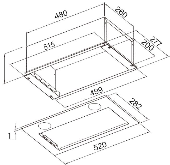 CANDY CBG6250/1XGG - Dimensions de la hotte de cuisine - 1