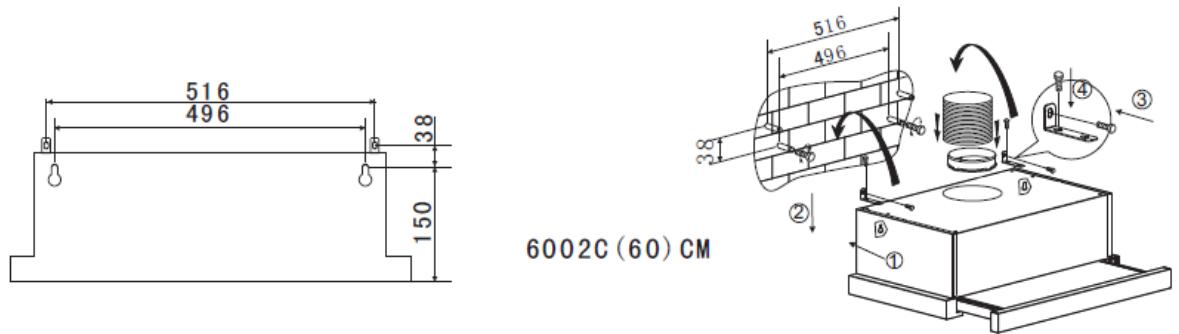 CANDY CBT625/2X/1 CBT625/2W/1, CBT625/2B/1 - INSTALAÇÃO (montagem na parede) - 3
