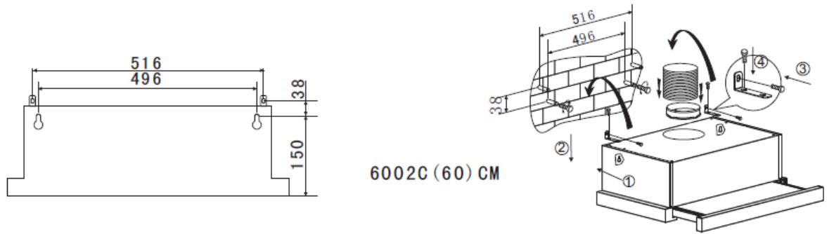 CANDY CBT625/2X/1 CBT625/2W/1, CBT625/2B/1 - NAMESTITEV (montaža na steno) - 3