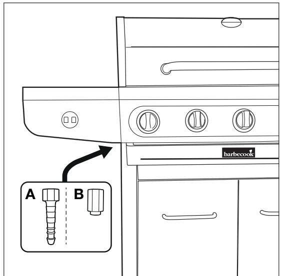 BARBECOOK SIESTA 612 - De slang aansluiten op het toestel - 2