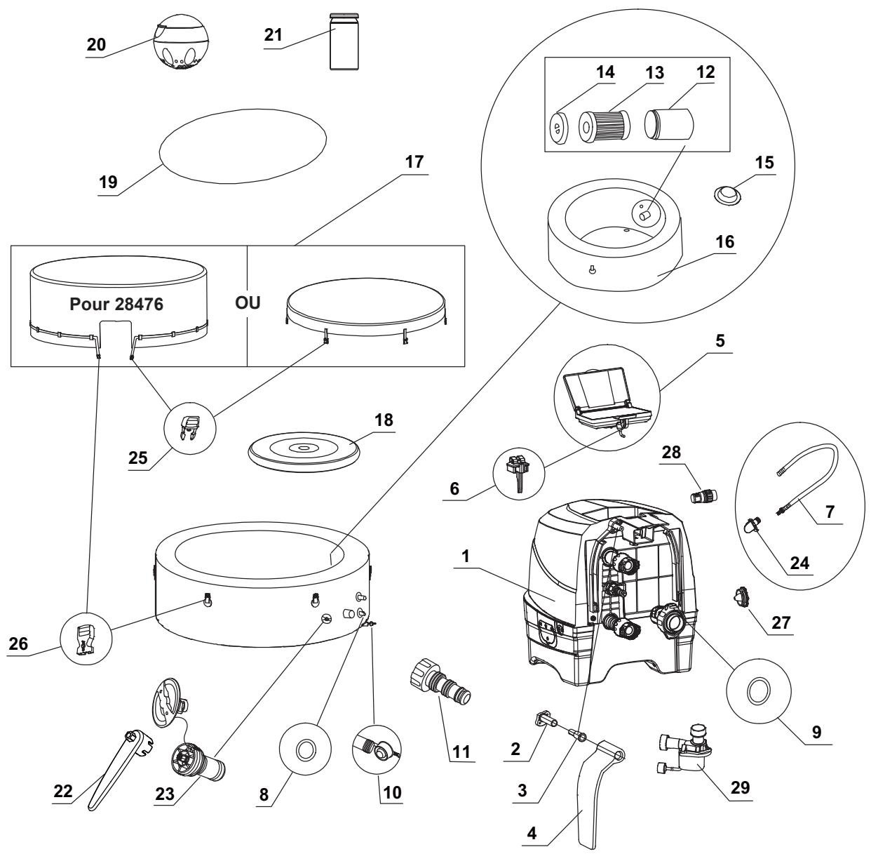 INTEX SAHARA PureSpa™ SB-H20 - DÉTAIL DES PIECES - 1