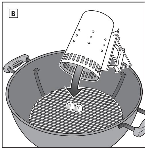 WEBER PERFORMER GBS - 51592 - Lighting the Charcoal Using Lighter Cubes - 5