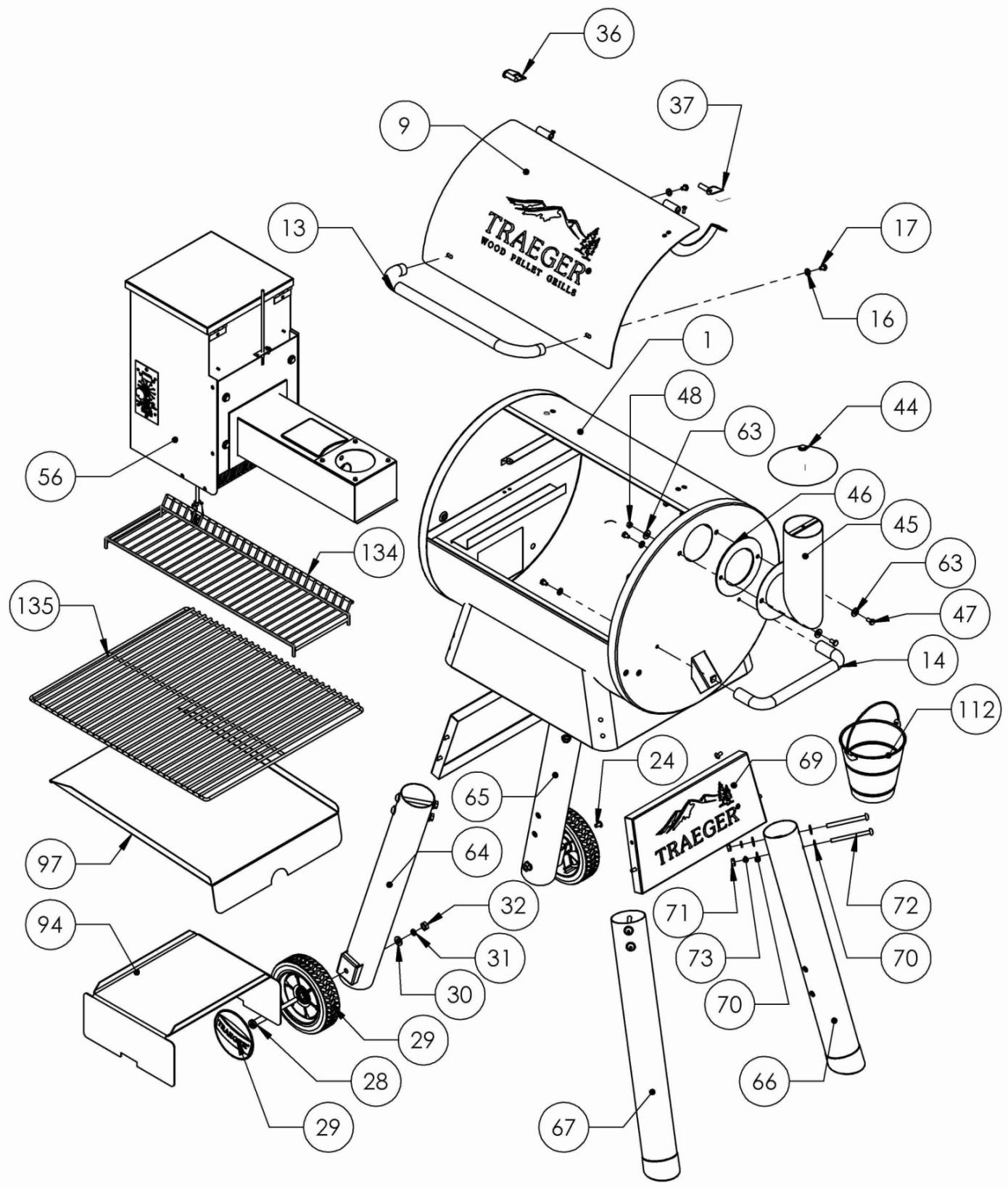 TRAEGER TFB57PUBC - PRO SéRIES 22 - TFB57PUBC COMPONENTS LIST - 1