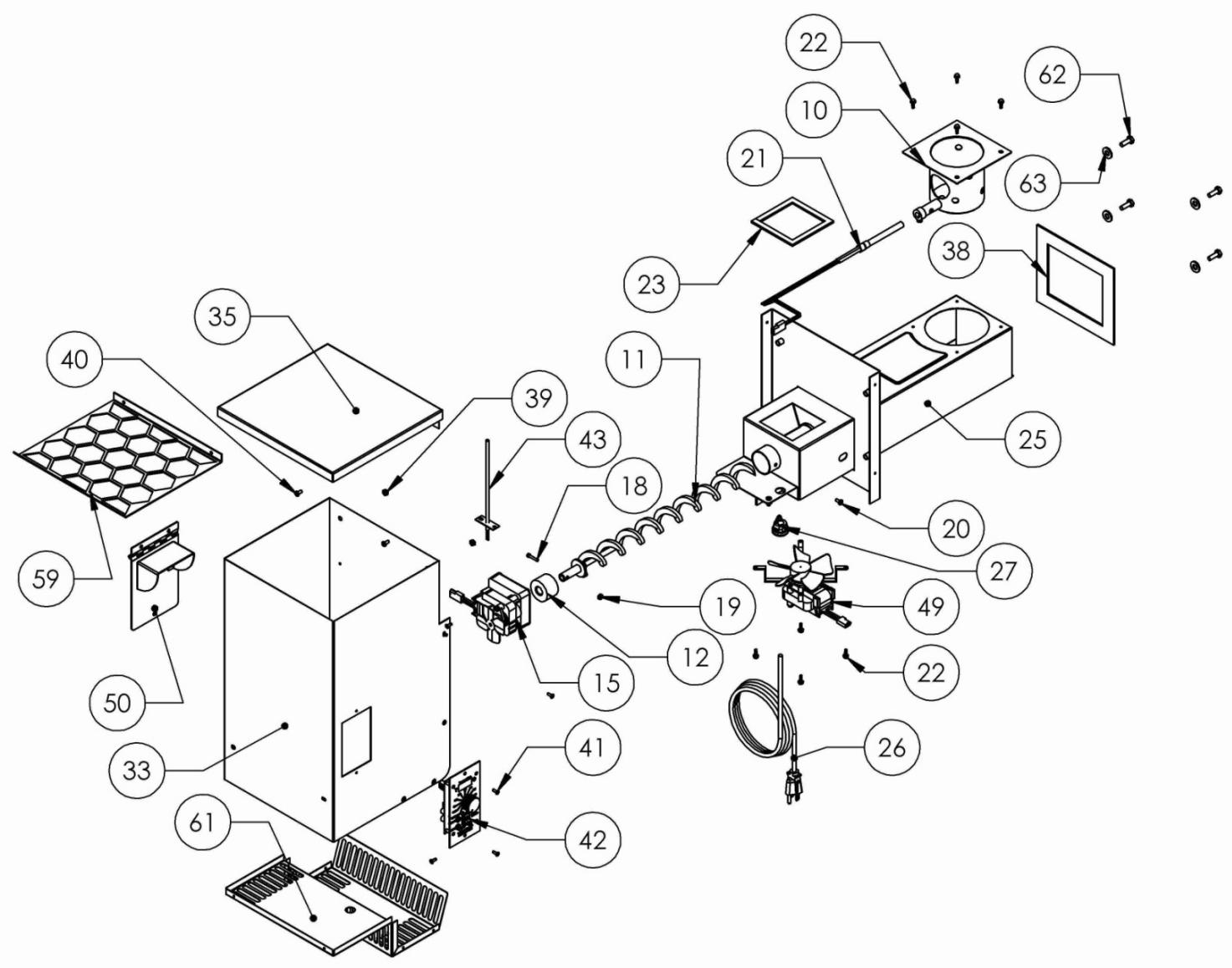 TRAEGER TFB57PUBC - PRO SéRIES 22 - TFB57PUBC HOPPER BURNER COMPONENTS - 1