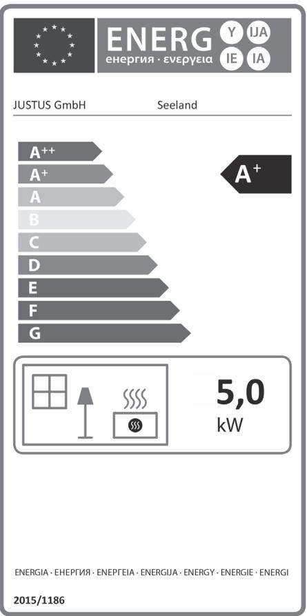 JUSTUS Seeland I - Energielabel und Produktdatenblatt nach EU-Verordnung / Label énergétique et fiche produit selon les normes EU / Etichetta energetica e scheda prodotto secondo le(norme dell'UE - 1