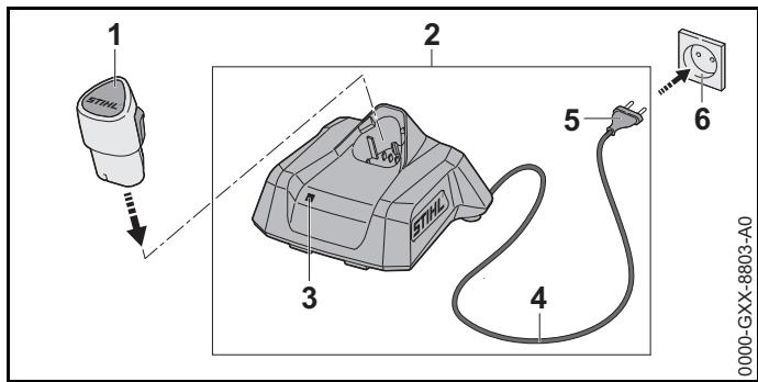 STIHL HSA26 - Caricare la batteria - 1