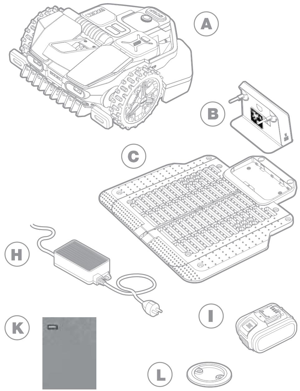 WORX WR208E - LISTE DES COMPOSANTS CONTENU DU CARTON - 1