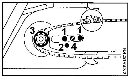 STIHL MS 241 C-M - Montage du guide-chaine et de la chaine (tendeur l'etal) - 5