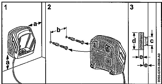 STIHL FSA 57 - Fixation du chargeur au mur - 1